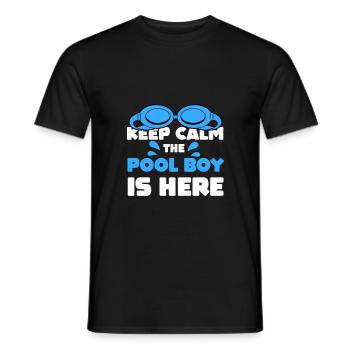 Swimming Keep Calm The Pool Boy est là - T-shirt homme - noir - Devant - AI Model Male 178 light (178cm)