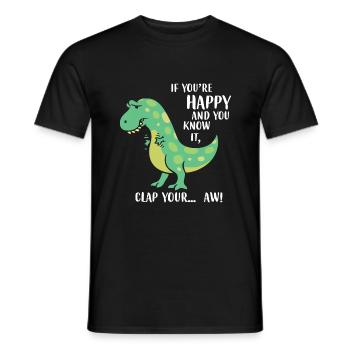 Dinosaur T-Rex Dino Tyrannosaurus saying humor - Men's T-Shirt - black - Front - AI Model Male 178 light (178cm)