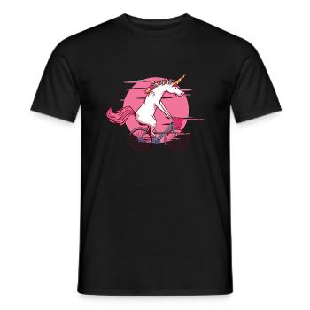 Unicorn on bicycle - Men's T-Shirt - black - Front - AI Model Male 178 light (178cm)