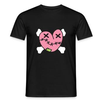Trauriges Herz mit Knochen - Halloween - Männer T-Shirt - Schwarz - Vorne - AI Model Male 178 light (178cm)