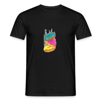 Retro vintage abstract grunge style donuts - Men's T-Shirt - black - Front - AI Model Male 178 light (178cm)