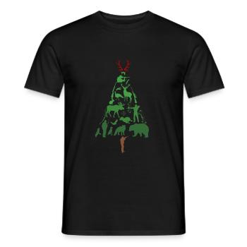 Christmas tree hunter hunting Christmas gift - Men's T-Shirt - black - Front - AI Model Male 178 light (178cm)