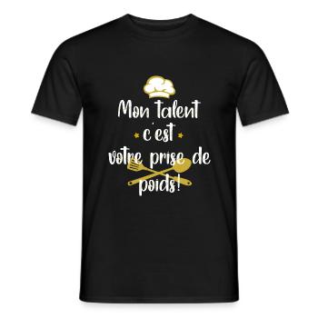 Mon talent c'est votre prise de poids! - T-shirt homme - noir - Devant - AI Model Male 178 light (178cm)