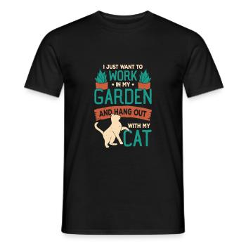 Garden Plants Gardening Cat Gardener Gift - Men's T-Shirt - black - Front - AI Model Male 178 light (178cm)