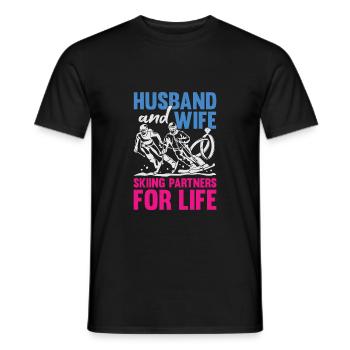 Skier Marriage Married Couple Husband Woman Gift - Men's T-Shirt - black - Front - AI Model Male 178 light (178cm)