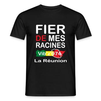 Fier de mes origines 974 - T-shirt homme - noir - Devant - AI Model Male 178 light (178cm)