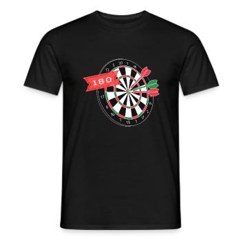 Sports de fléchettes | Double Out 180 Dartliga Bullseye 501 - T-shirt homme - noir - Devant - AI Model Male 178 light (178cm)