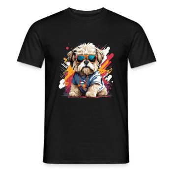 Shih Tzu mignon chien cool mignon - T-shirt homme - noir - Devant - AI Model Male 178 light (178cm)
