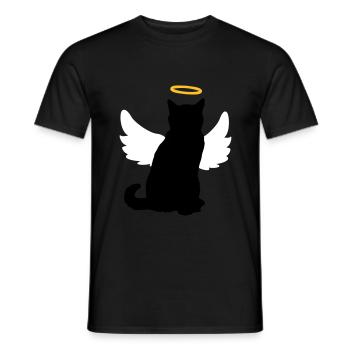 Angel cat with wings and halo! - Men's T-Shirt - black - Front - AI Model Male 178 light (178cm)