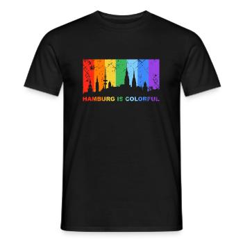 Hamburg is colorful Regenbogen LGBT CSD Gay Pride - Männer T-Shirt - Schwarz - Vorne - AI Model Male 178 light (178cm)