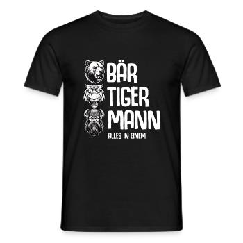 Bär Tiger Mann Vatertag Vater Bärtiger Mann Bart - Männer T-Shirt - Schwarz - Vorne - AI Model Male 178 light (178cm)