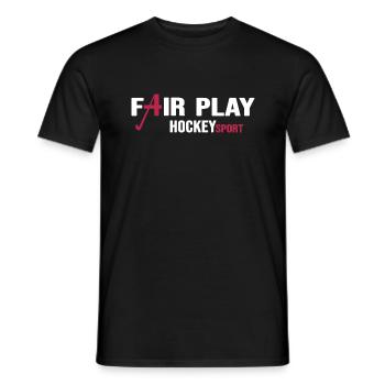 Hockey Field Hockey Hockey Player "Fair play hockey" - Men's T-Shirt - black - Front - AI Model Male 178 light (178cm)