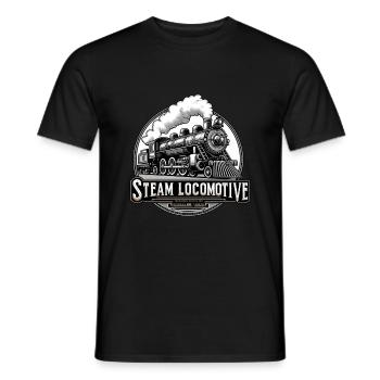 Locomotive à vapeur Locomotive à vapeur Train à vapeur ferroviaire - T-shirt homme - noir - Devant - AI Model Male 178 light (178cm)