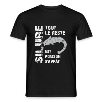 Pêche au silure Tout le reste est poisson d'appât - T-shirt homme - noir - Devant - AI Model Male 178 light (178cm)