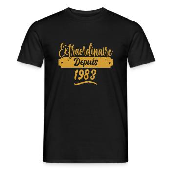 Extraordinaire Depuis 1983 | Cadeau Anniversaire - T-shirt homme - noir - Devant - AI Model Male 178 light (178cm)