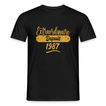 Extraordinaire Depuis 1987 | Cadeau Anniversaire - T-shirt homme - noir - Devant - AI Model Male 178 light (178cm)