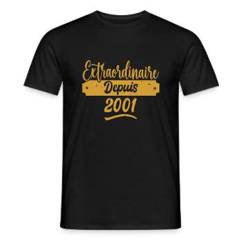 Extraordinaire Depuis 2001 | Cadeau Anniversaire - T-shirt homme - noir - Devant - AI Model Male 178 light (178cm)