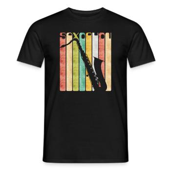 Saxophone rétro - T-shirt homme - noir - Devant - AI Model Male 178 light (178cm)