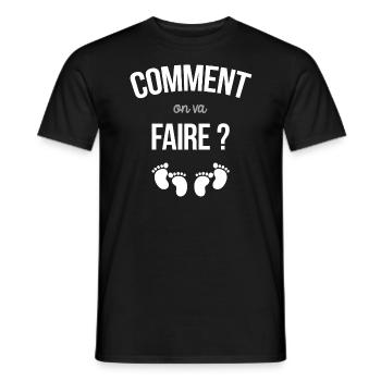 Idee Cadeau Annonce Grossesse Originale Jumeaux - T-shirt homme - noir - Devant - AI Model Male 178 light (178cm)