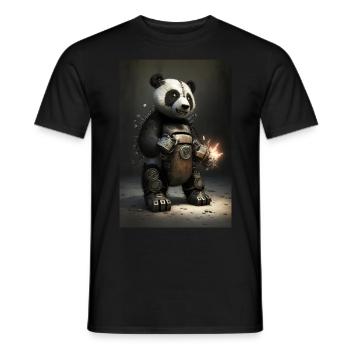Panda Metal Cool Mechaniker Eisen Fantasy - Männer T-Shirt - Schwarz - Vorne - AI Model Male 178 light (178cm)