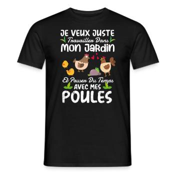 Jardin Et Poules Humour Idée Cadeau Jardinage - T-shirt homme - noir - Devant - AI Model Male 178 light (178cm)