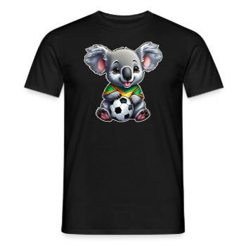 Mignon koala australien avec ballon de football - T-shirt homme - noir - Devant - AI Model Male 178 light (178cm)