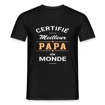 Certifié meilleur papa cadeau fête des pères - T-shirt homme - noir - Devant - AI Model Male 178 light (178cm)