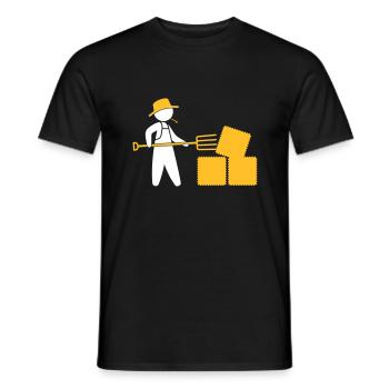 Bauer mit Mistgabel und Heu - Männer T-Shirt - Schwarz - Vorne - AI Model Male 178 light (178cm)