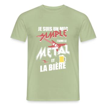 Métal - un mec simple - T-shirt homme - vert sauge - Devant - AI Model Male 178 light (178cm)