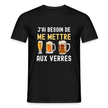 Biere Humour Besoin De Me Mettre Au Verre - T-shirt homme - noir - Devant - AI Model Male 178 light (178cm)