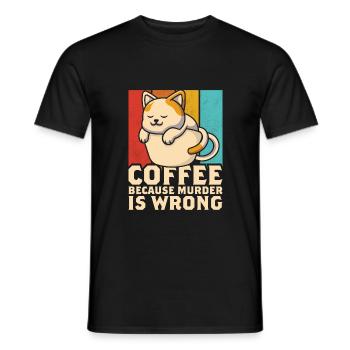Drôle de café de chat parce que le meurtre est mal - T-shirt homme - noir - Devant - AI Model Male 178 light (178cm)