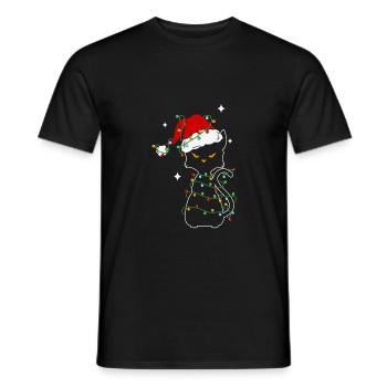 Noël Chat noir de Noël - T-shirt homme - noir - Devant - AI Model Male 178 light (178cm)