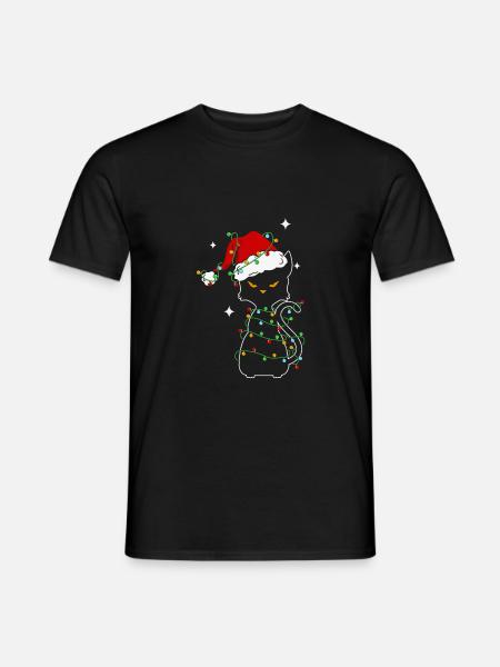 Noël Chat noir de Noël - T-shirt homme - noir