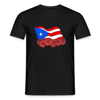 PR Flag Flower Rose Puerto Rico - Men's T-Shirt - black - Front - AI Model Male 178 light (178cm)