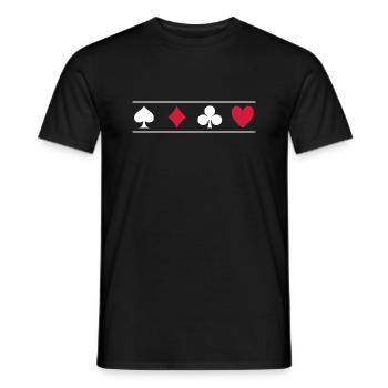 Card Game Symbols Spades, Diamonds, Clubs, Hearts in White - Men's T-Shirt - black - Front - AI Model Male 178 light (178cm)