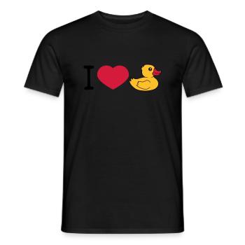 amour j'aime coeur canard grinçant canard caoutchouc canard de bain - T-shirt homme - noir - Devant - AI Model Male 178 light (178cm)