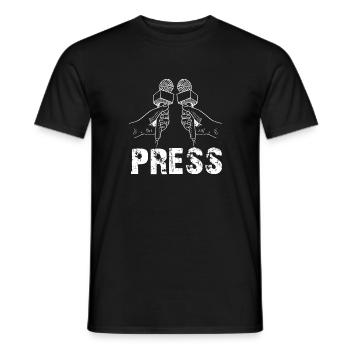 PRESSE Shirts Neuer Journalismus Free Media TShirt - Männer T-Shirt - Schwarz - Vorne - AI Model Male 178 light (178cm)