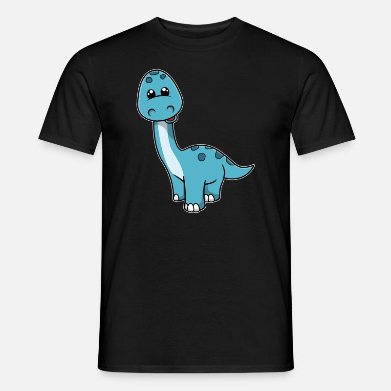 Netter Kleiner Lächelnder Dinosaurier - Männer T-Shirt - Schwarz