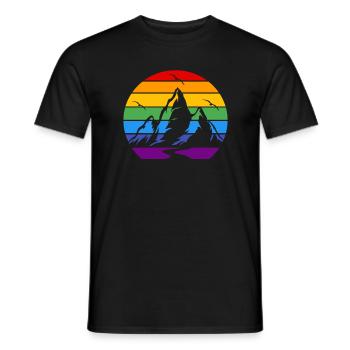 Find a Rainbow Day Mountain Birds - Men's T-Shirt - black - Front - AI Model Male 178 light (178cm)