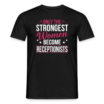 Seules les femmes les plus fortes deviennent réceptionnistes - T-shirt homme - noir - Devant - AI Model Male 178 light (178cm)