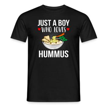 Just A Boy, The Hummus Funny Hummus Word Game - Men's T-Shirt - black - Front - AI Model Male 178 light (178cm)