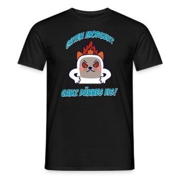 Katze - Guten Morgen? Ganz Dünnes Eis Bürohumor - Männer T-Shirt - Schwarz - Vorne - AI Model Male 178 light (178cm)
