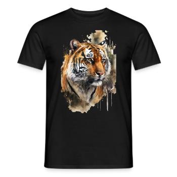 Tiger Aquarell - Männer T-Shirt - Schwarz - Vorne - AI Model Male 178 light (178cm)