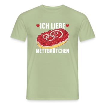 Mettbrötchen Mett Mettigel - Männer T-Shirt - Sage - Vorne - AI Model Male 178 light (178cm)