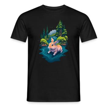 Belle illustration d’un lapin - T-shirt homme - noir - Devant - AI Model Male 178 light (178cm)