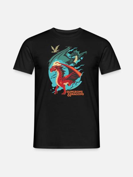 Dungeons And Dragons Rød og grøn drage - Mænd T-shirt - sort