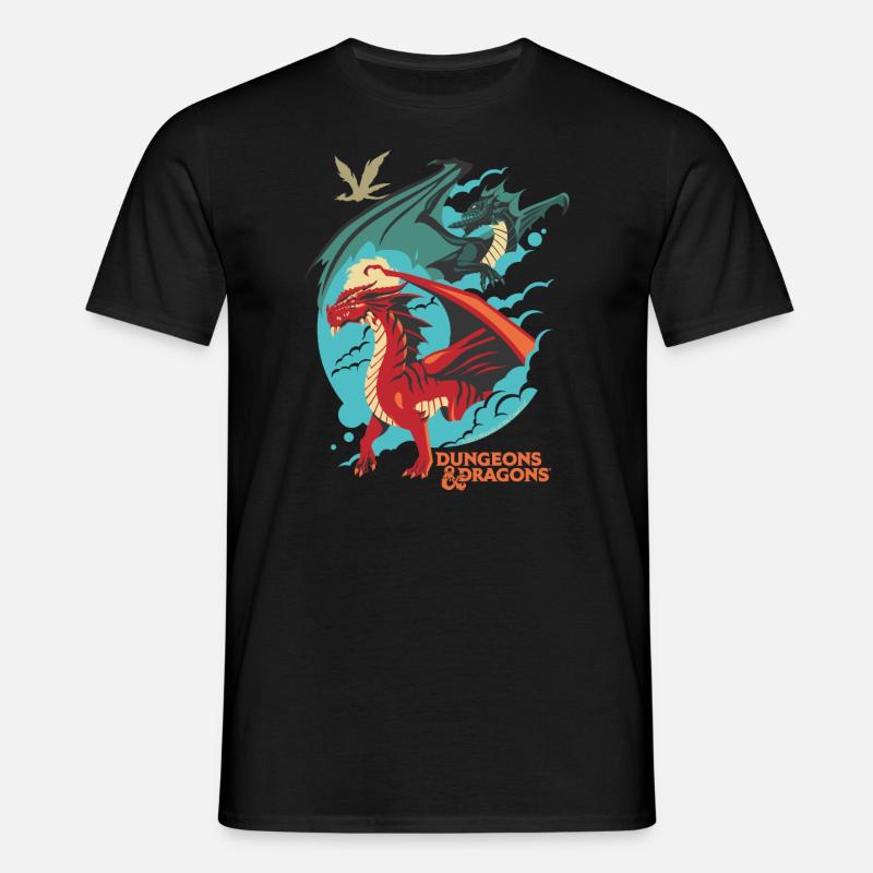 Dungeons And Dragons Rød og grøn drage - T-shirt til herrer - sort