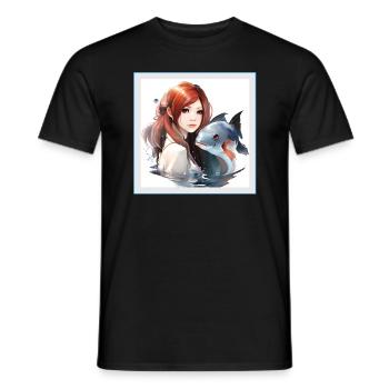 Anime Girl Japanischer ästhetischer Anime Geschenk - Männer T-Shirt - Schwarz - Vorne - AI Model Male 178 light (178cm)
