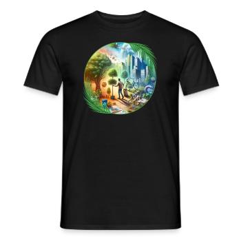 Écologie dans la ville - T-shirt homme - noir - Devant - AI Model Male 178 light (178cm)