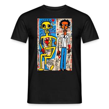 Art Duo - Explosion von Farben und Symbolen - Männer T-Shirt - Schwarz - Vorne - AI Model Male 178 light (178cm)